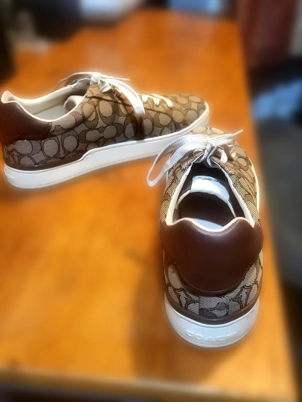 Coach Clip Low Top G4967 Signature Canvas Khaki Saddle Brown Women’s 11